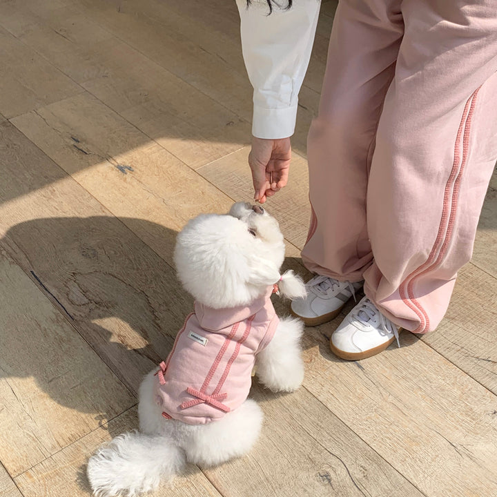 即納【DURANG RURANG】Ribbon Hoodie Jumper（Mute Pink）