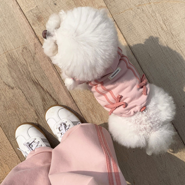 即納【DURANG RURANG】Ribbon Hoodie Jumper（Mute Pink）