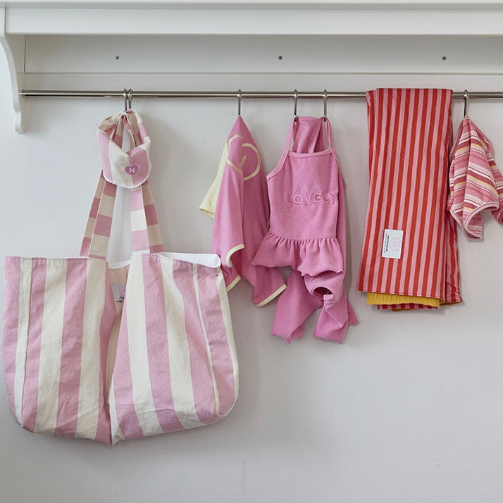 即納【noonoosoom】Pink stripe scarf