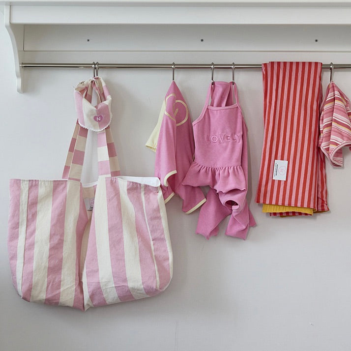 ※予約販売【noonoosoom】Pink stripe tote big bag