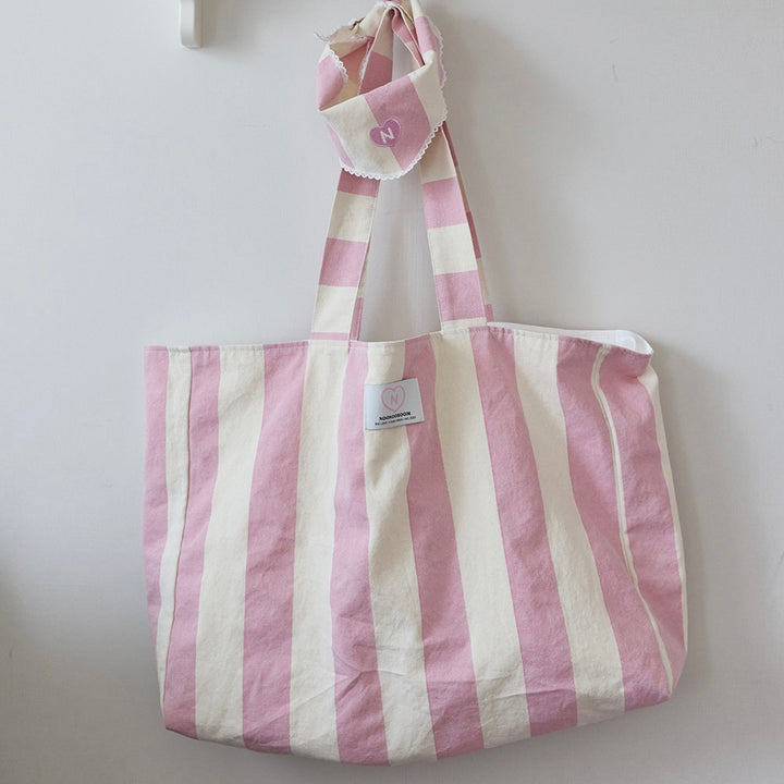 ※予約販売【noonoosoom】Pink stripe tote big bag