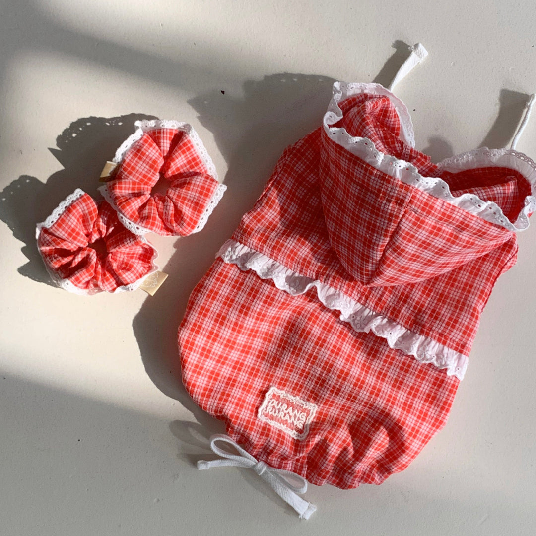 ※予約販売【DURANG RURANG】Airy Cotton Hooded Shirt（Coral Red）
