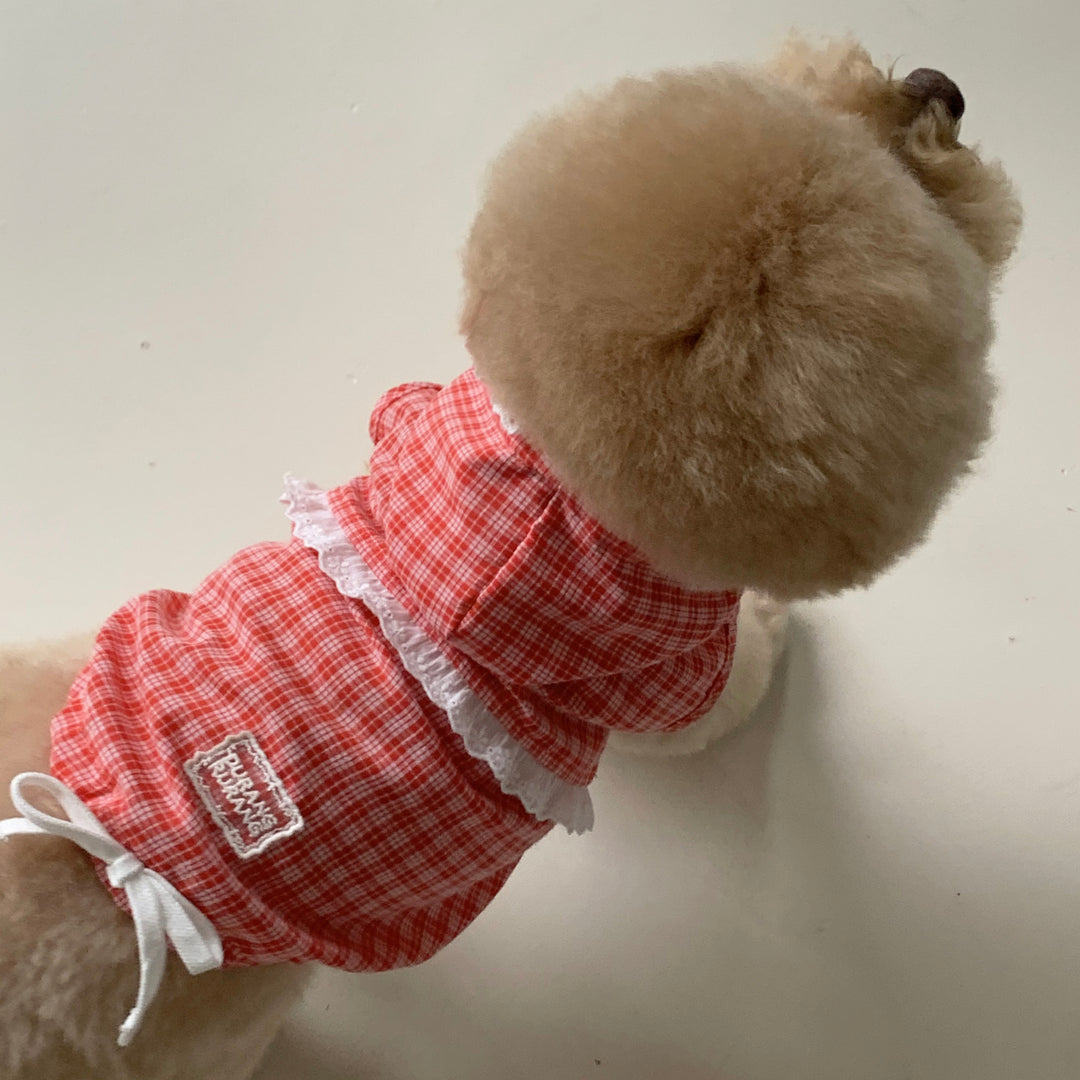 ※予約販売【DURANG RURANG】Airy Cotton Hooded Shirt（Coral Red）
