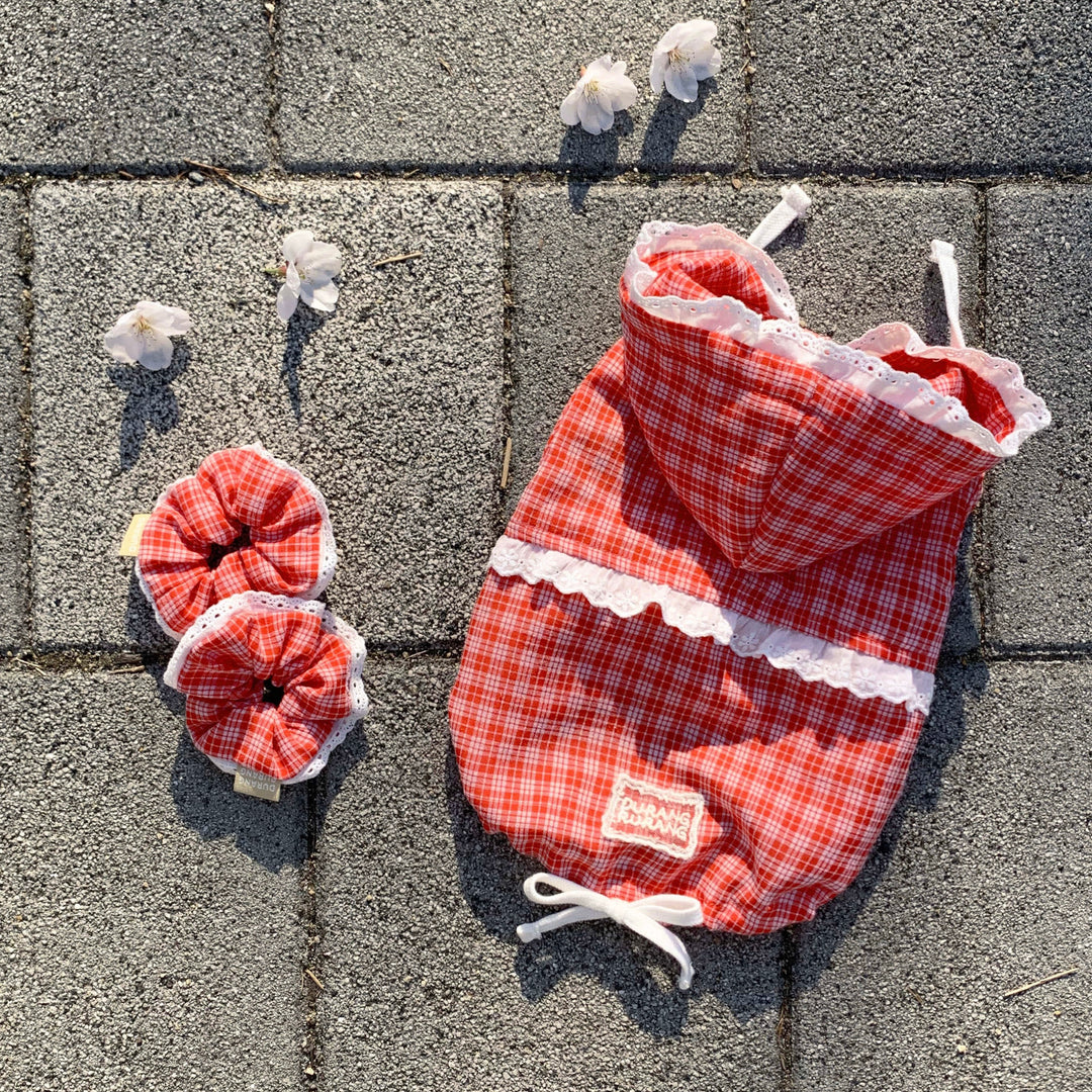 ※予約販売【DURANG RURANG】Airy Cotton Hooded Shirt（Coral Red）