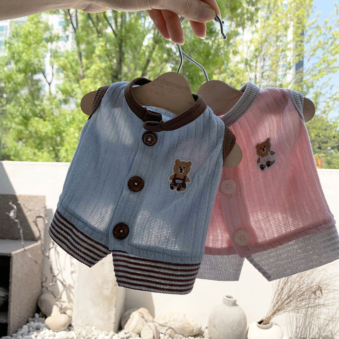 ※予約販売【DURANG RURANG】Teddy Bear Layered Sleeveless（Brown Blue）