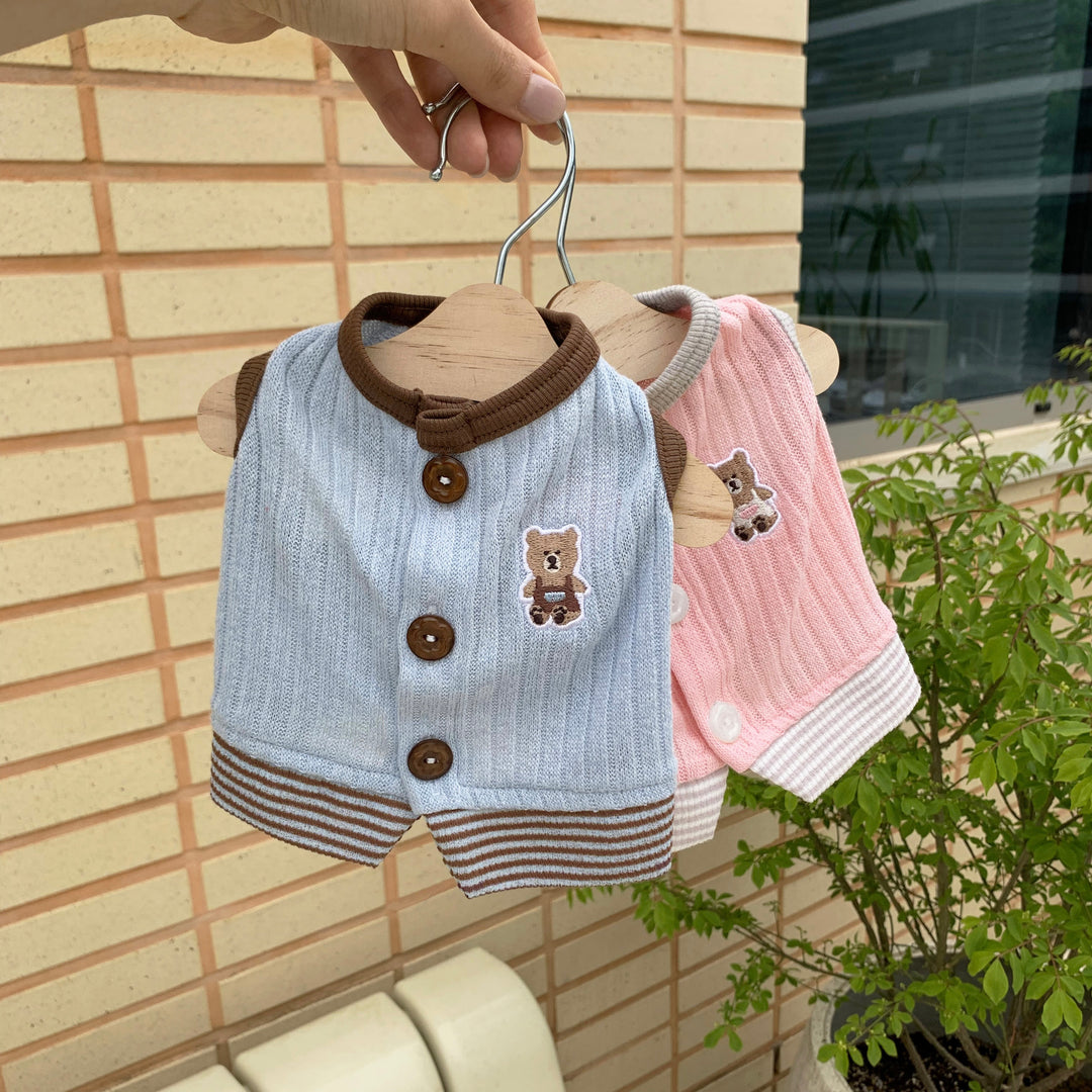 ※予約販売【DURANG RURANG】Teddy Bear Layered Sleeveless（Brown Blue）