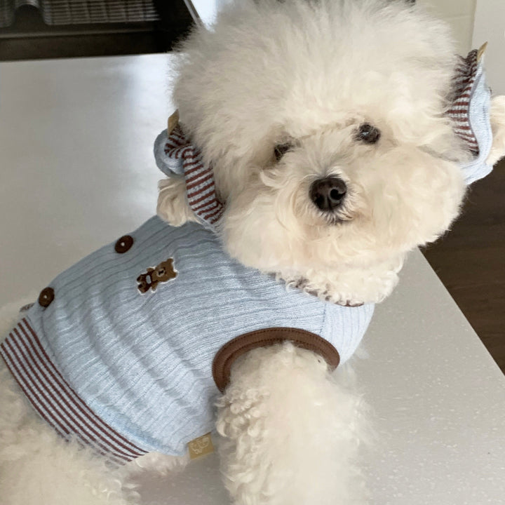 ※予約販売【DURANG RURANG】Teddy Bear Layered Sleeveless（Brown Blue）