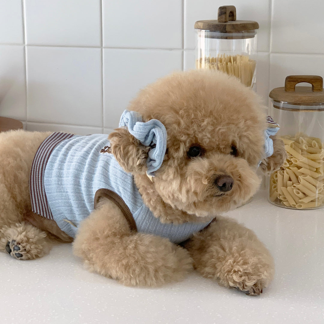 ※予約販売【DURANG RURANG】Teddy Bear Layered Sleeveless（Brown Blue）