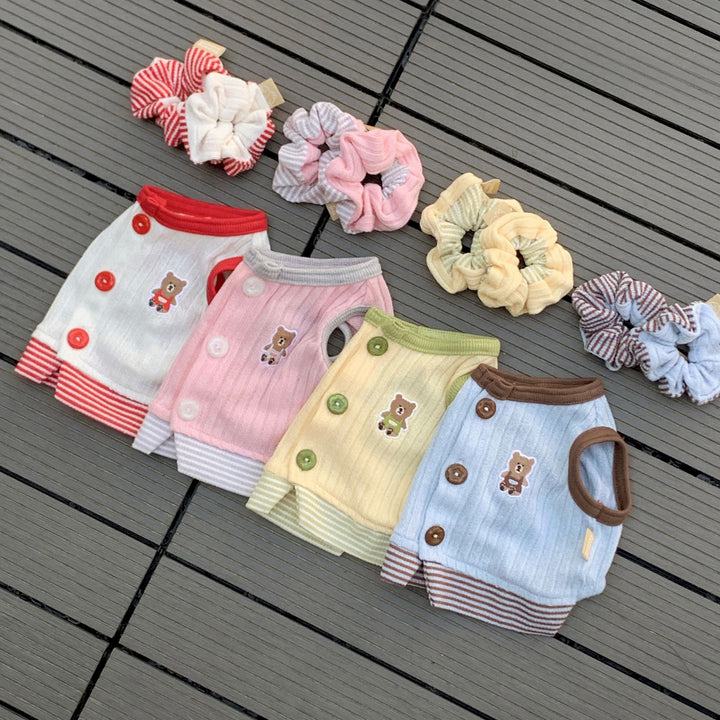 ※予約販売【DURANG RURANG】Teddy Bear Layered Sleeveless（Brown Blue）