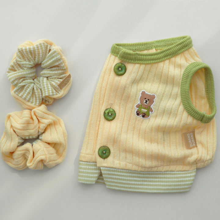 ※予約販売【DURANG RURANG】Teddy Bear Layered Sleeveless（Yellow）