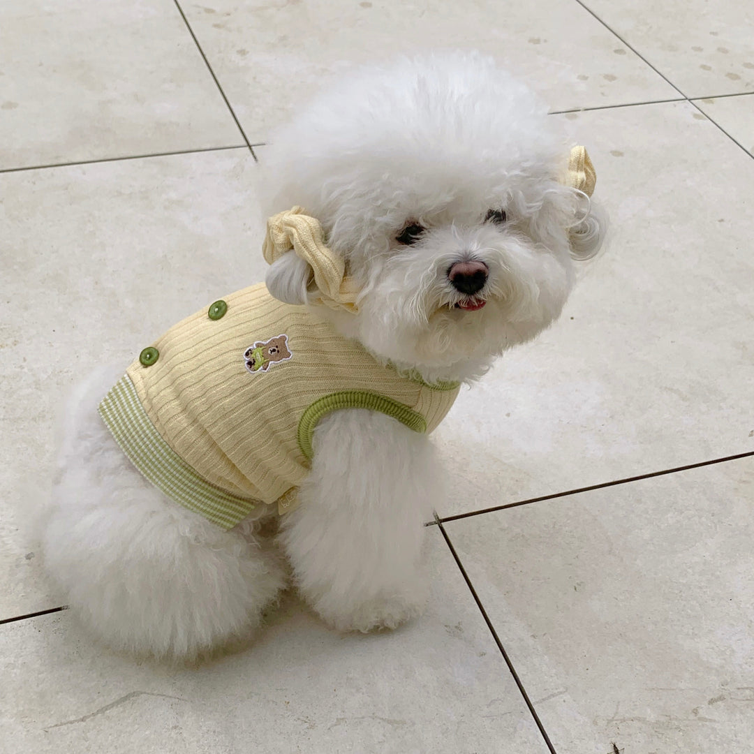 ※予約販売【DURANG RURANG】Teddy Bear Layered Sleeveless（Yellow）