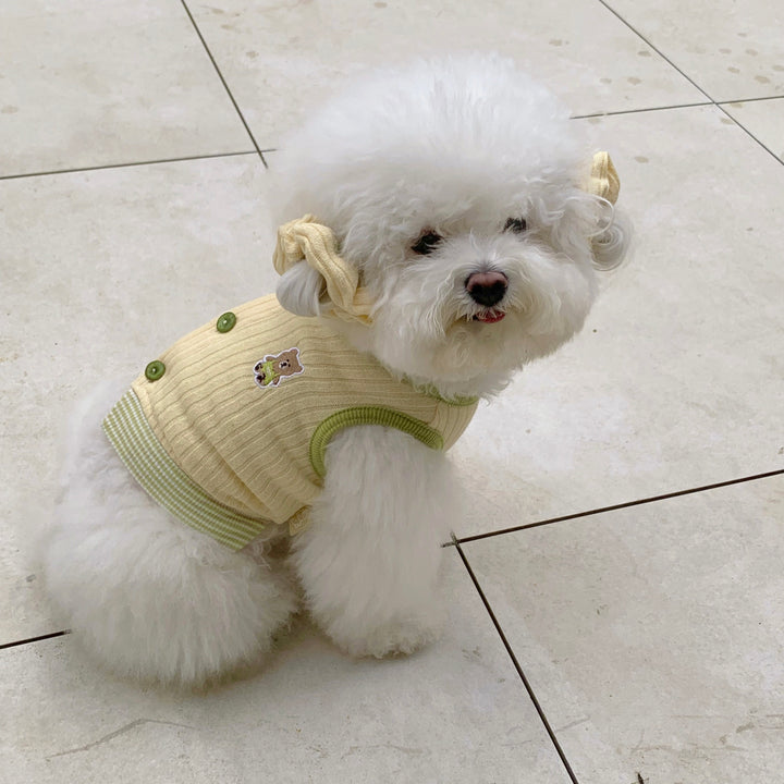 ※予約販売【DURANG RURANG】Teddy Bear Layered Sleeveless（Yellow）