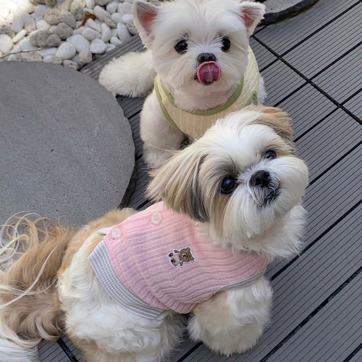 ※予約販売【DURANG RURANG】Teddy Bear Layered Sleeveless（Gray Pink）