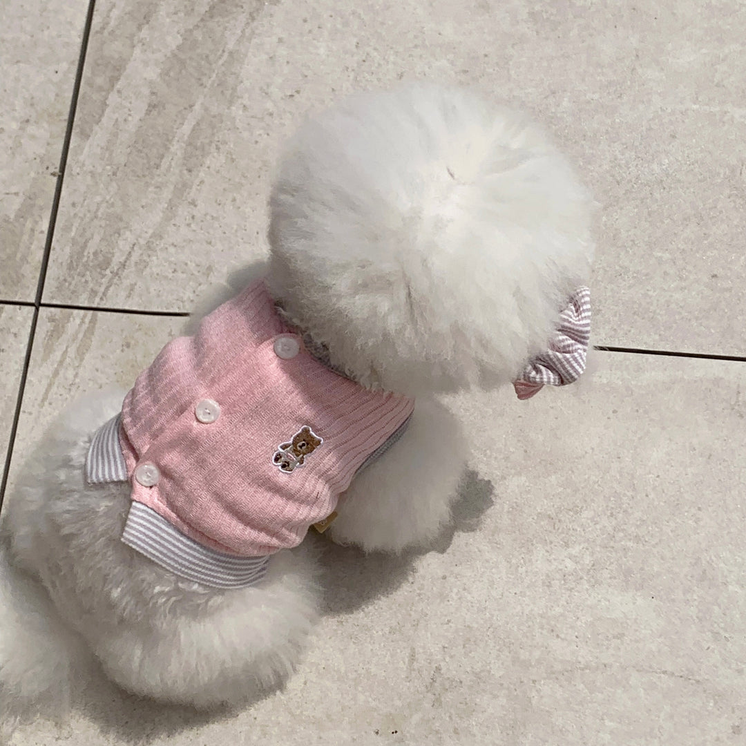 ※予約販売【DURANG RURANG】Teddy Bear Layered Sleeveless（Gray Pink）