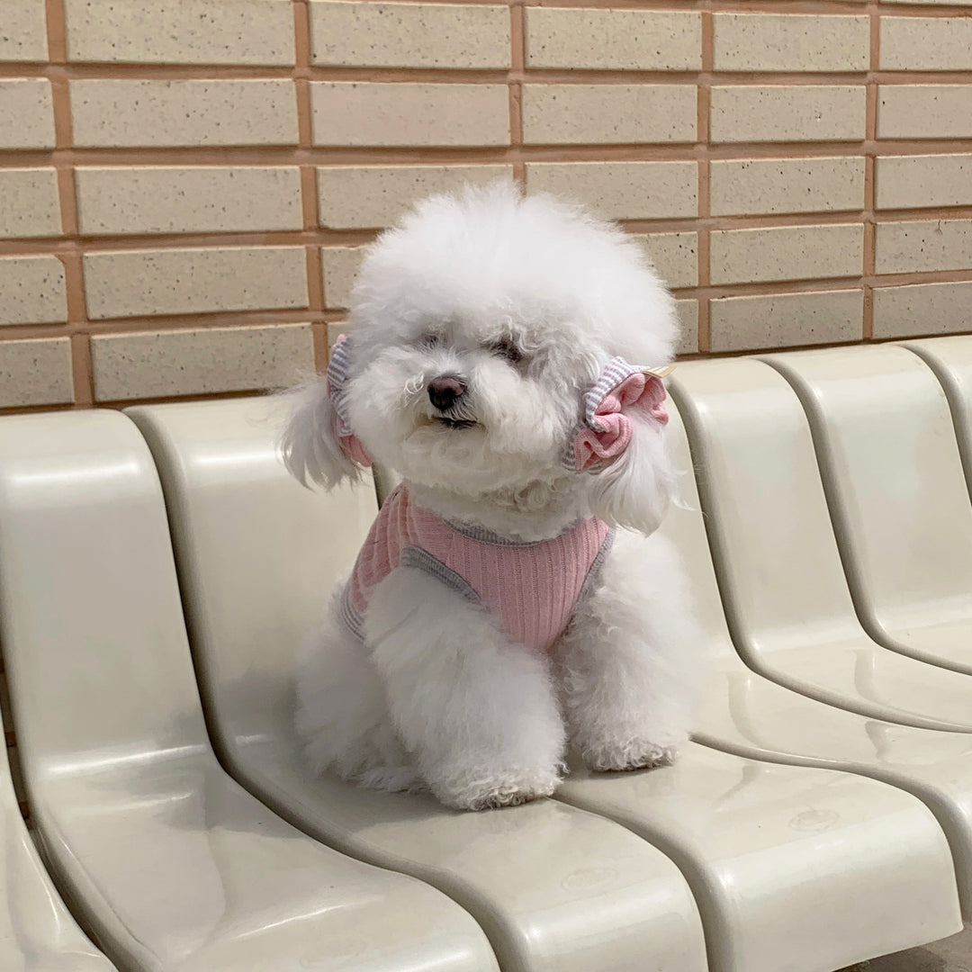 ※予約販売【DURANG RURANG】Teddy Bear Layered Sleeveless（Gray Pink）