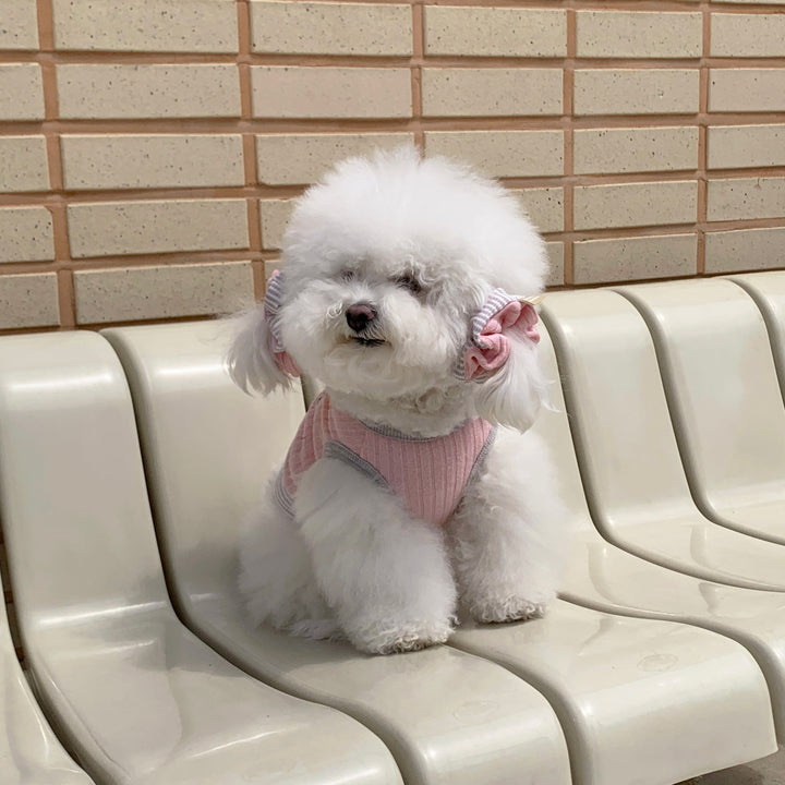 ※予約販売【DURANG RURANG】Teddy Bear Layered Sleeveless（Gray Pink）