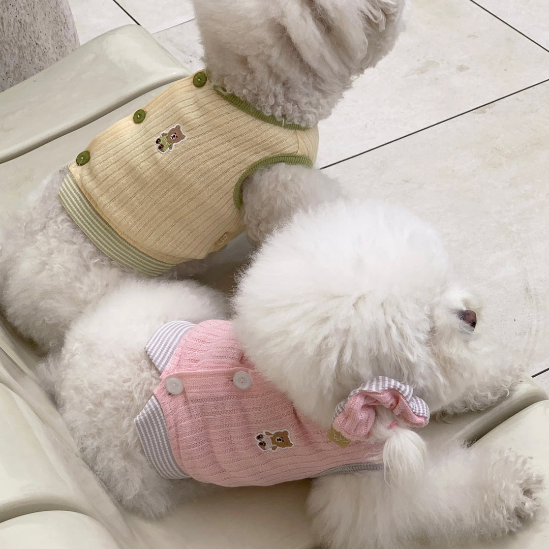 ※予約販売【DURANG RURANG】Teddy Bear Layered Sleeveless（Gray Pink）
