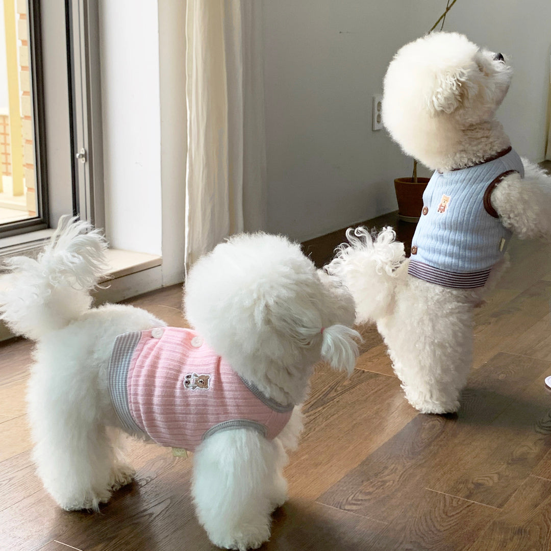 ※予約販売【DURANG RURANG】Teddy Bear Layered Sleeveless（Gray Pink）