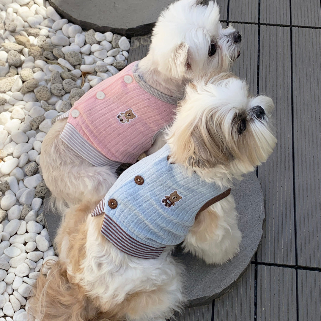 ※予約販売【DURANG RURANG】Teddy Bear Layered Sleeveless（Gray Pink）