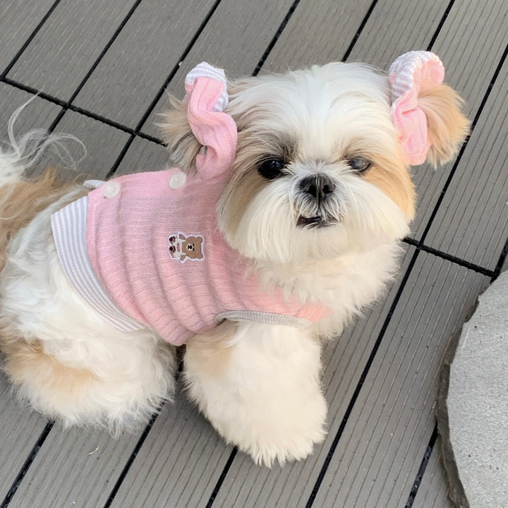 ※予約販売【DURANG RURANG】Teddy Bear Layered Sleeveless（Gray Pink）