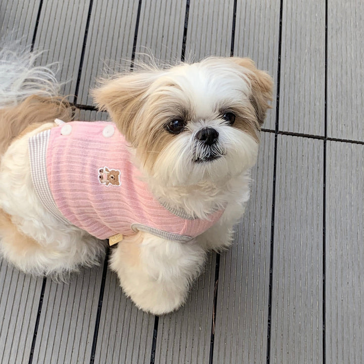 ※予約販売【DURANG RURANG】Teddy Bear Layered Sleeveless（Gray Pink）