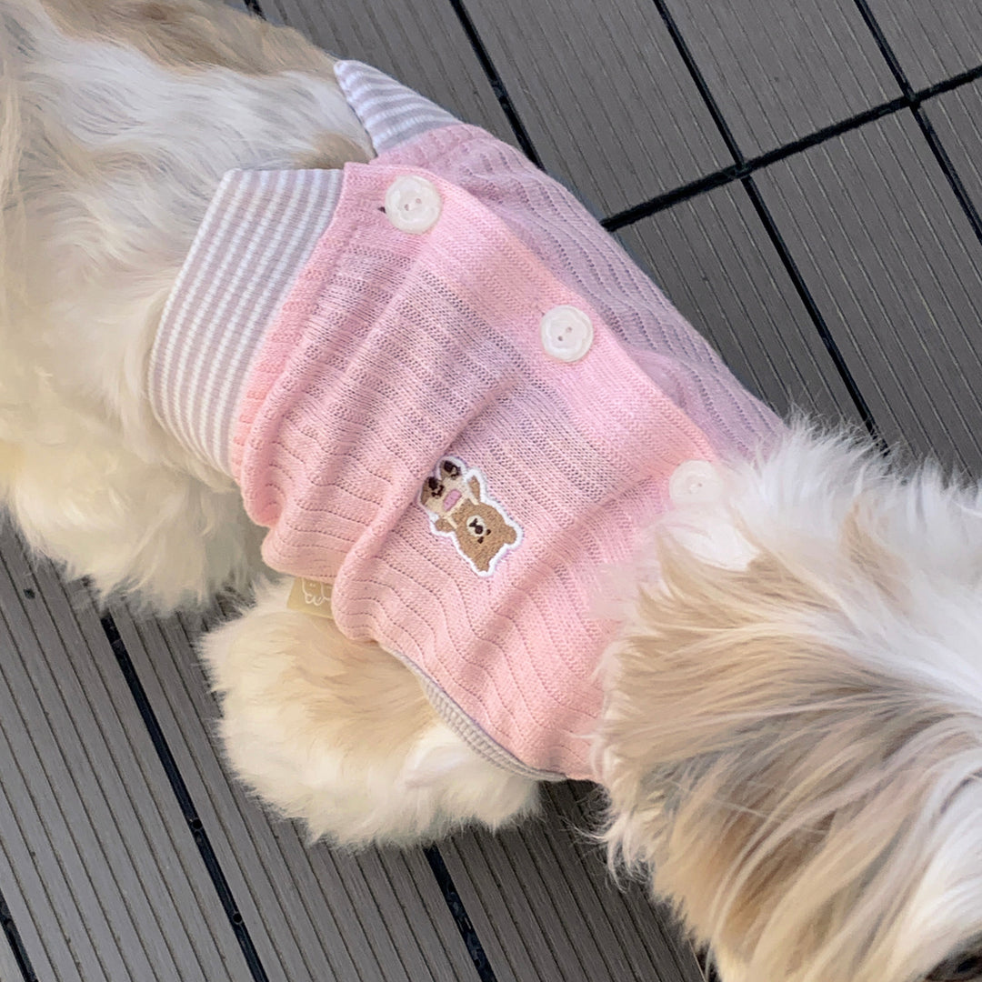※予約販売【DURANG RURANG】Teddy Bear Layered Sleeveless（Gray Pink）