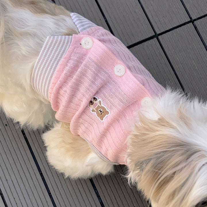 ※予約販売【DURANG RURANG】Teddy Bear Layered Sleeveless（Gray Pink）