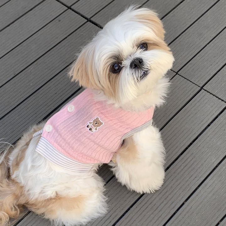 ※予約販売【DURANG RURANG】Teddy Bear Layered Sleeveless（Gray Pink）