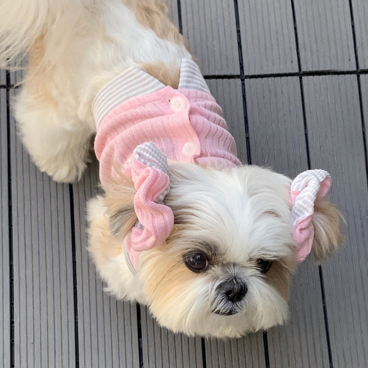 ※予約販売【DURANG RURANG】Teddy Bear Layered Sleeveless（Gray Pink）