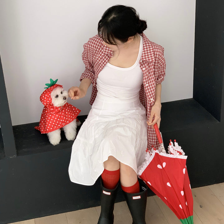 ※予約販売【DURANG RURANG】Strawberry Poncho Raincoat
