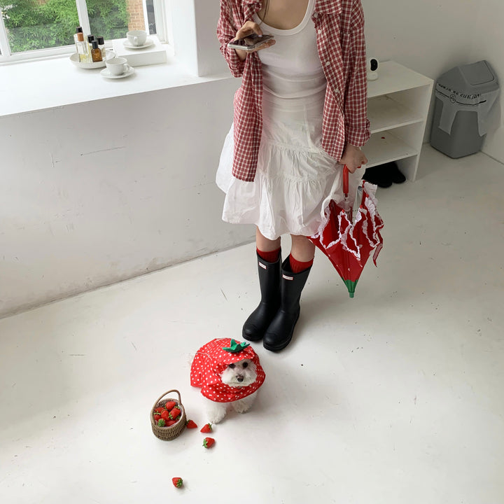 ※予約販売【DURANG RURANG】Strawberry Poncho Raincoat