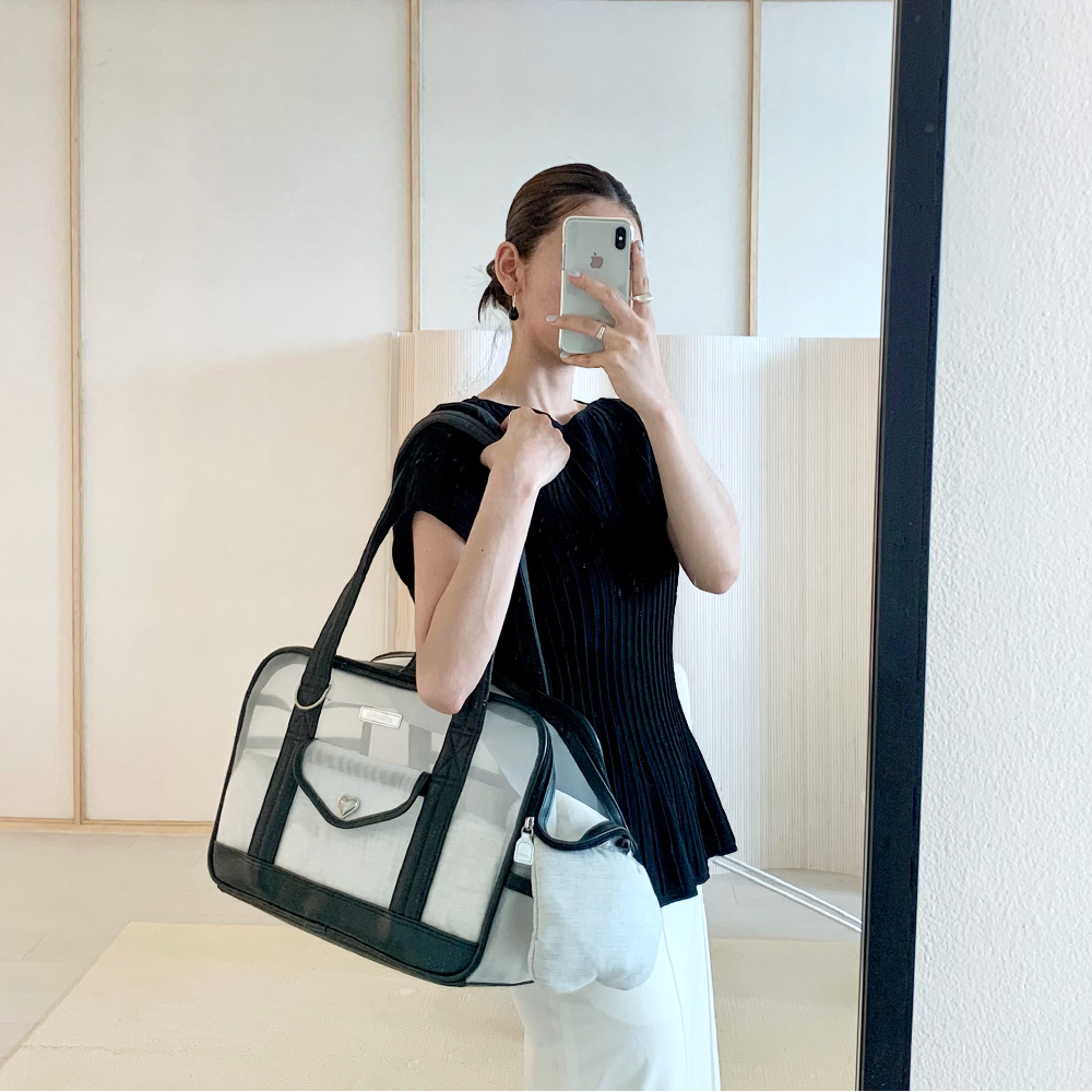 ※予約販売【seoru】Mesh Ballon Bag（Black&Grey）※LINE＆メルマガ限定先行SALE対象外