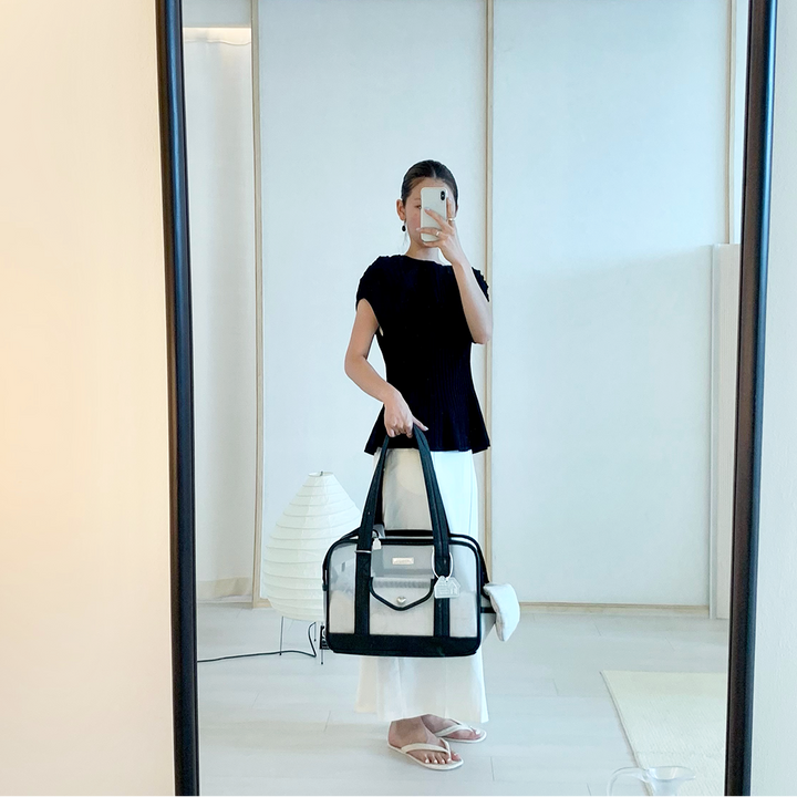 ※予約販売【seoru】Mesh Ballon Bag（Black&Grey）※LINE＆メルマガ限定先行SALE対象外