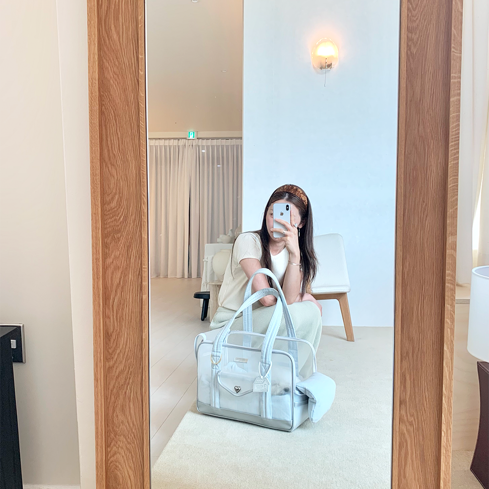 ※予約販売【seoru】Mesh Ballon Bag（Silver & Blue）※LINE＆メルマガ限定先行SALE対象外｜犬用バッグ