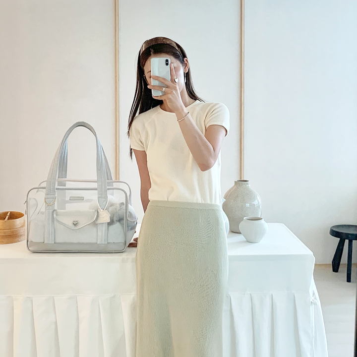 ※予約販売【seoru】Mesh Ballon Bag（Silver & Blue）※LINE＆メルマガ限定先行SALE対象外｜犬用バッグ
