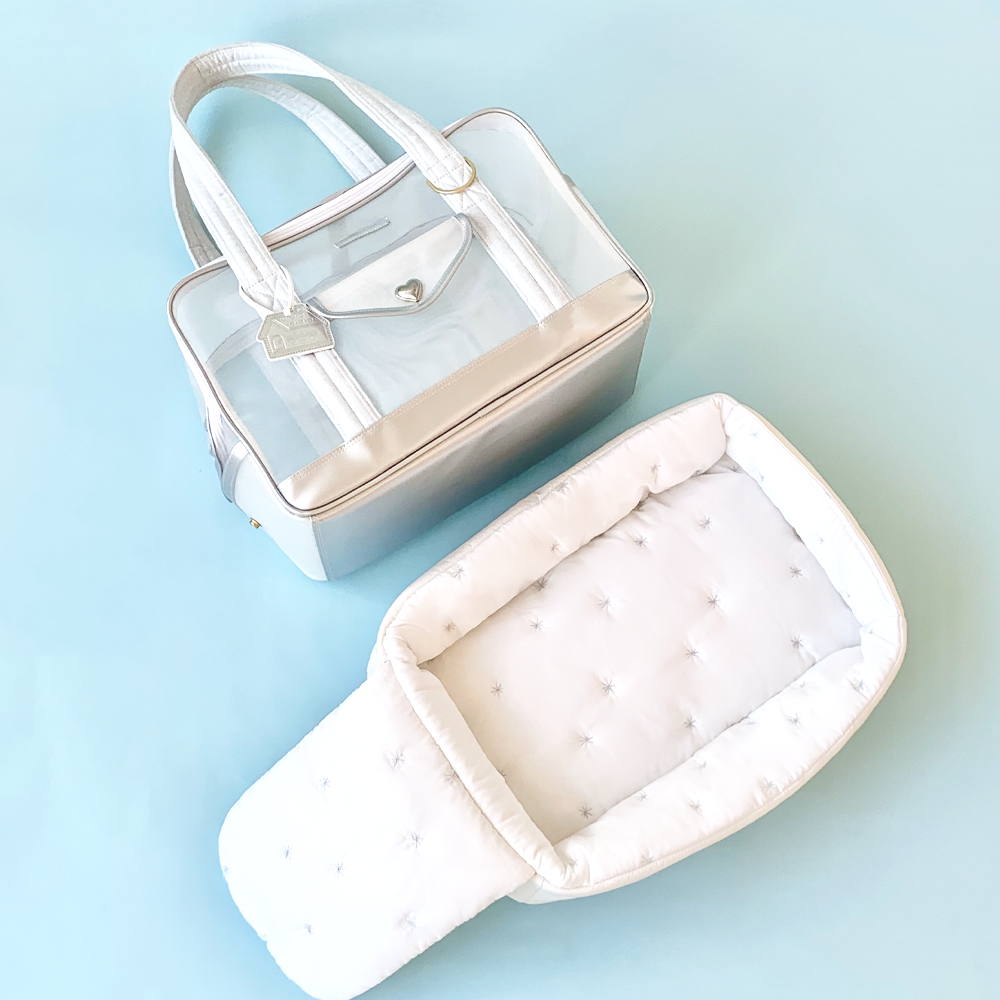 ※予約販売【seoru】Mesh Ballon Bag（Silver & Blue）※LINE＆メルマガ限定先行SALE対象外｜犬用バッグ