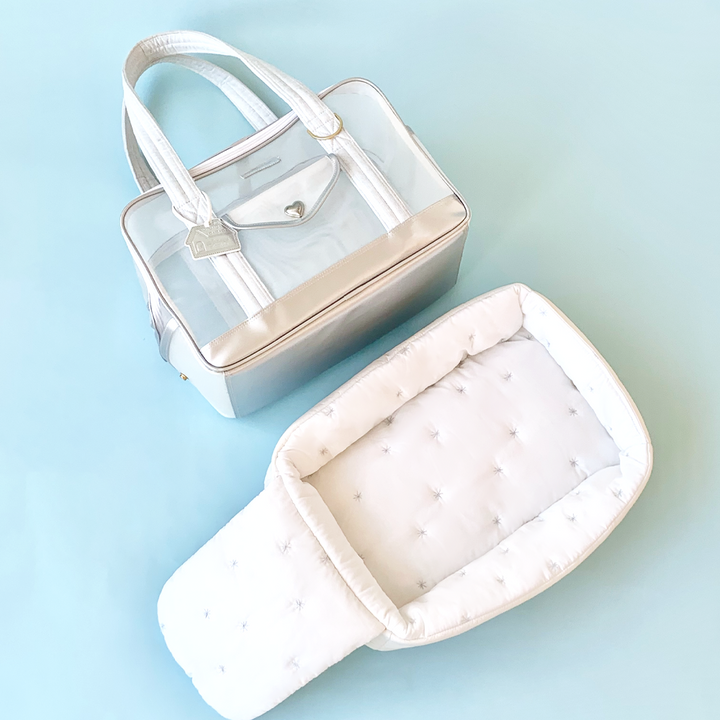 ※予約販売【seoru】Mesh Ballon Bag（Silver & Blue）※LINE＆メルマガ限定先行SALE対象外｜犬用バッグ