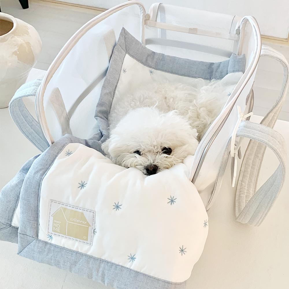 ※予約販売【seoru】Mesh Ballon Bag（Silver & Blue）※LINE＆メルマガ限定先行SALE対象外｜犬用バッグ