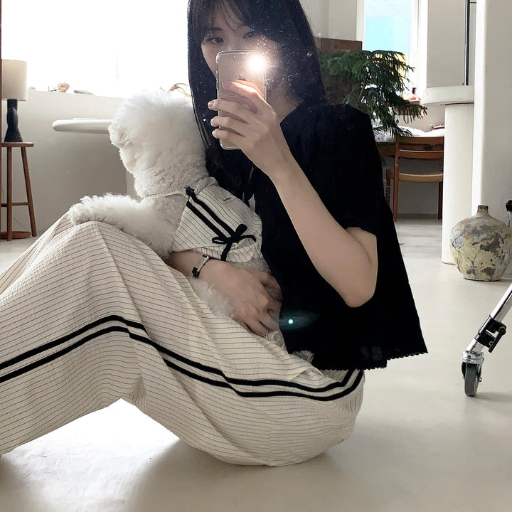 ※予約販売【DURANG RURANG】Cotton Ribbon Top（Ivory）