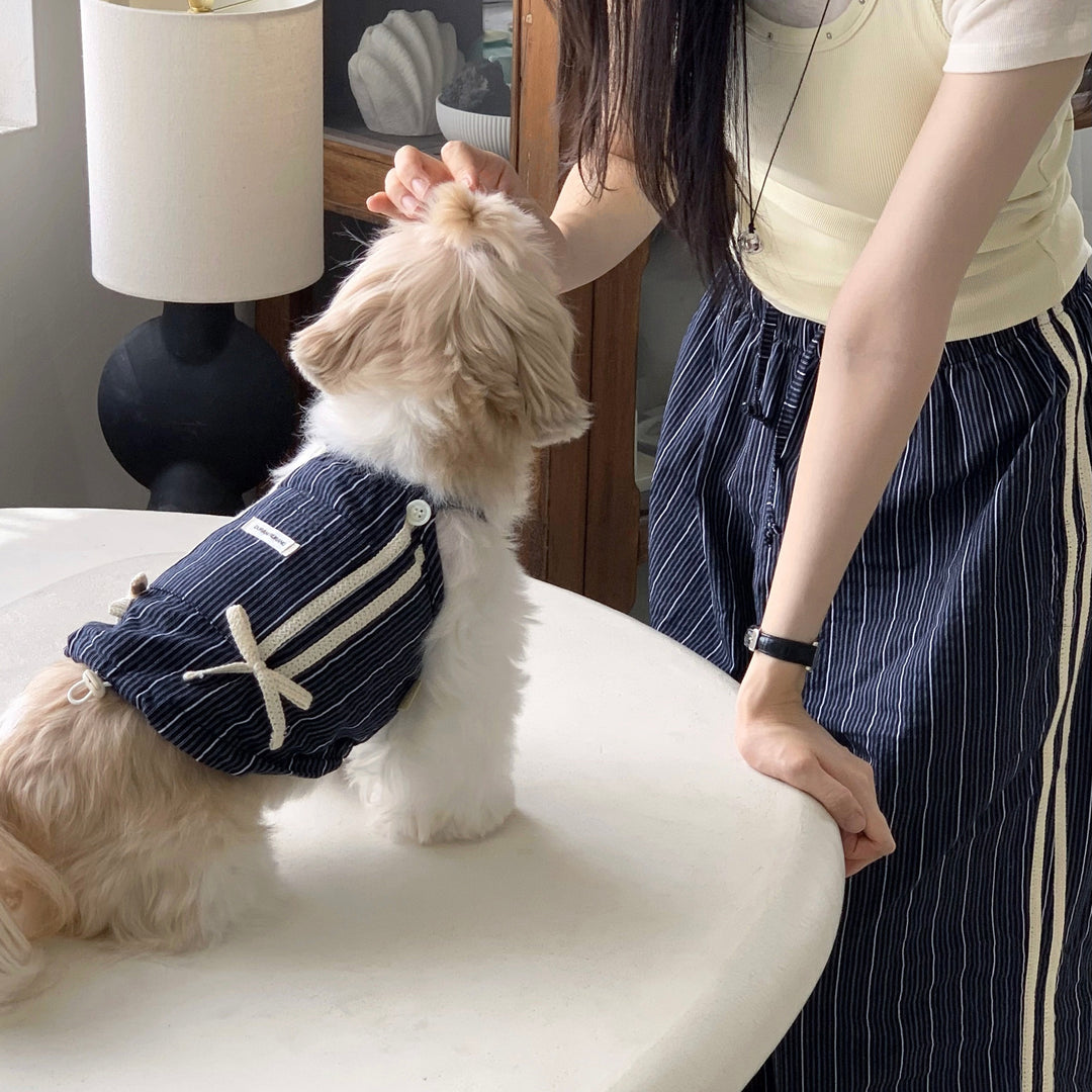 ※予約販売【DURANG RURANG】Cotton Ribbon Top（Navy）