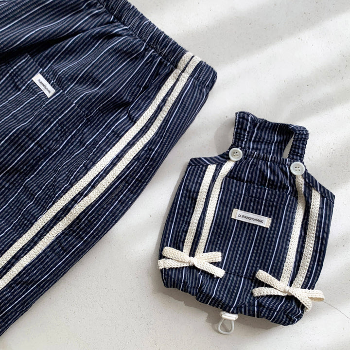 ※予約販売【DURANG RURANG】Cotton Ribbon Top（Navy）