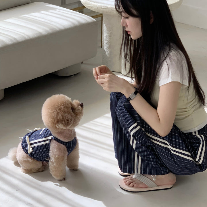 ※予約販売【DURANG RURANG】Cotton Ribbon Top（Navy）