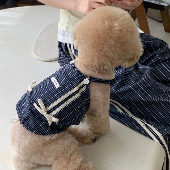 ※予約販売【DURANG RURANG】Cotton Ribbon Top（Navy）