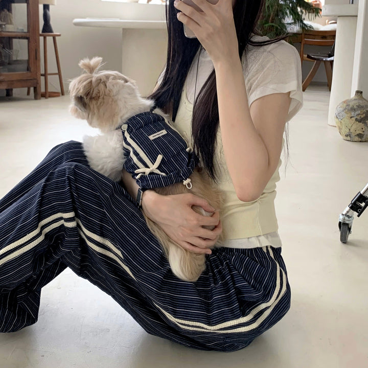 ※予約販売【DURANG RURANG】Cotton Ribbon Top（Navy）