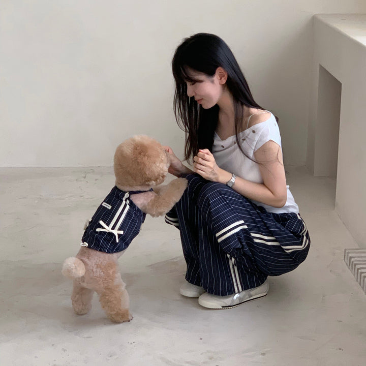 ※予約販売【DURANG RURANG】Cotton Ribbon Top（Navy）