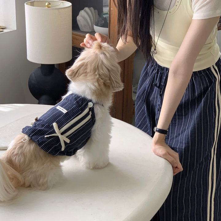 ※予約販売【DURANG RURANG】Cotton Ribbon Top（Navy）