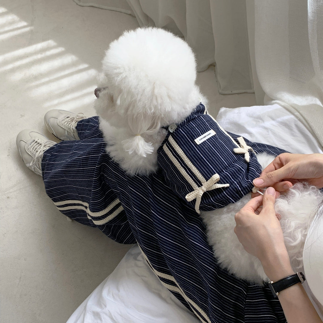 ※予約販売【DURANG RURANG】Cotton Ribbon Top（Navy）