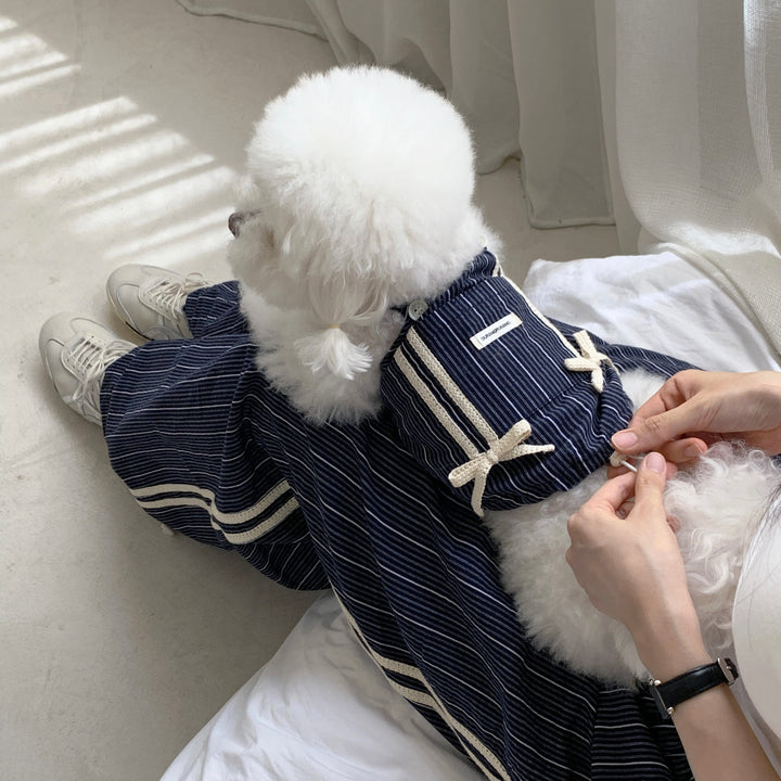 ※予約販売【DURANG RURANG】Cotton Ribbon Top（Navy）