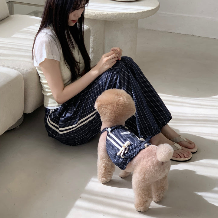 ※予約販売【DURANG RURANG】Cotton Ribbon Top（Navy）