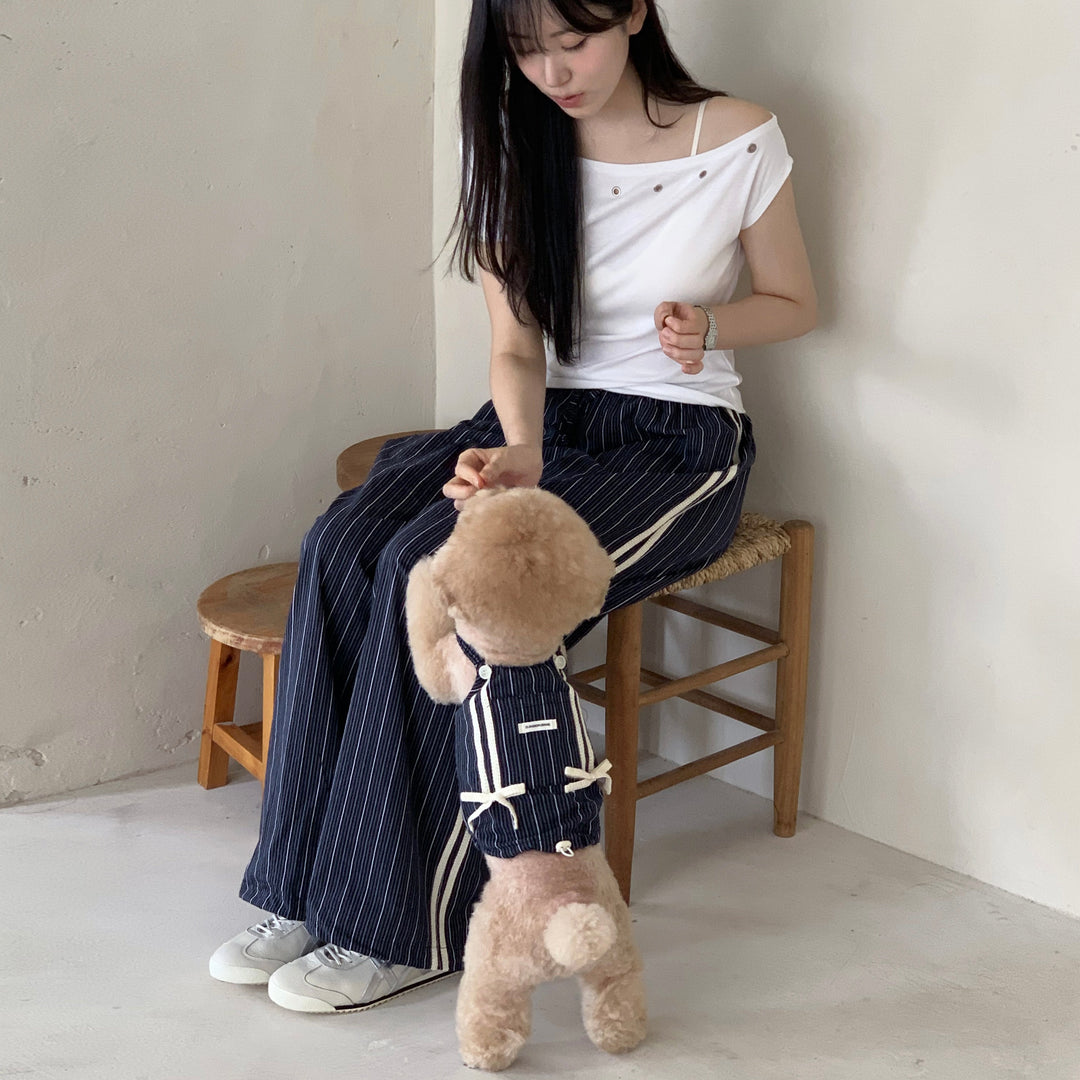 ※予約販売【DURANG RURANG】Cotton Ribbon Top（Navy）